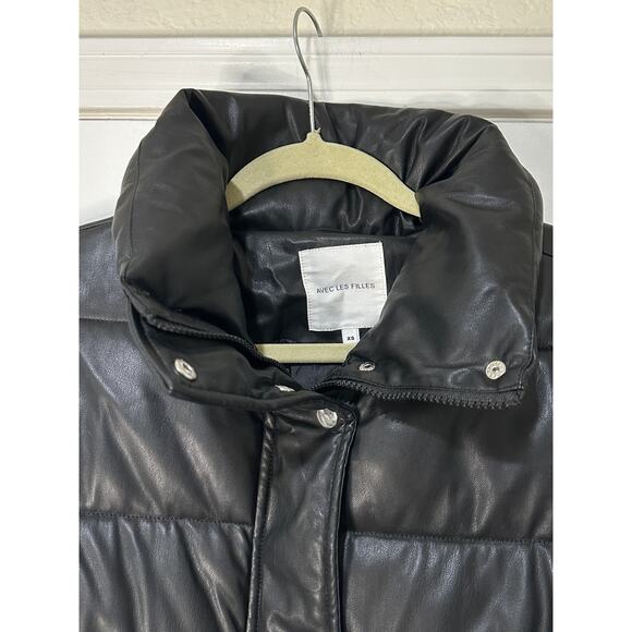 Avec Les Filles Faux Leather Black Puffer Jacket Size XS NWT Oversized - Picture 3 of 16